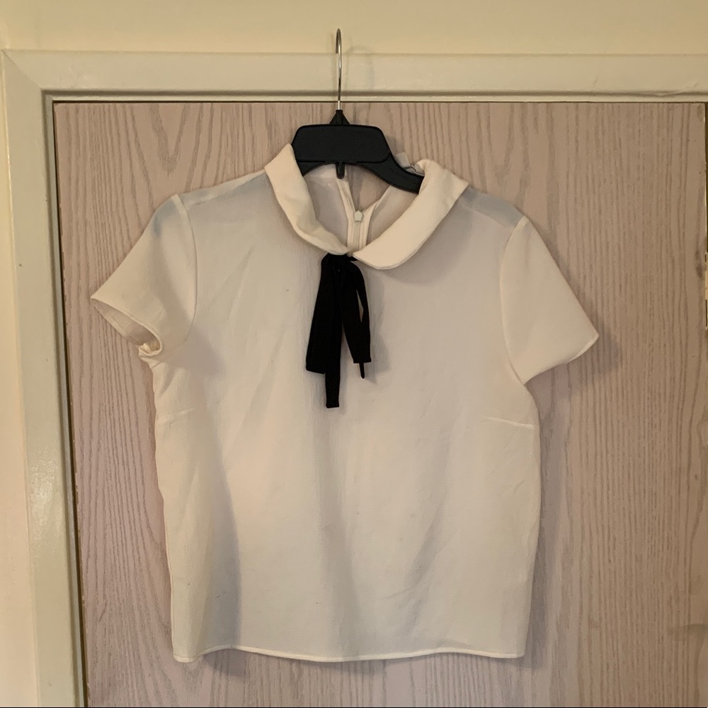 Monki cream top with tie